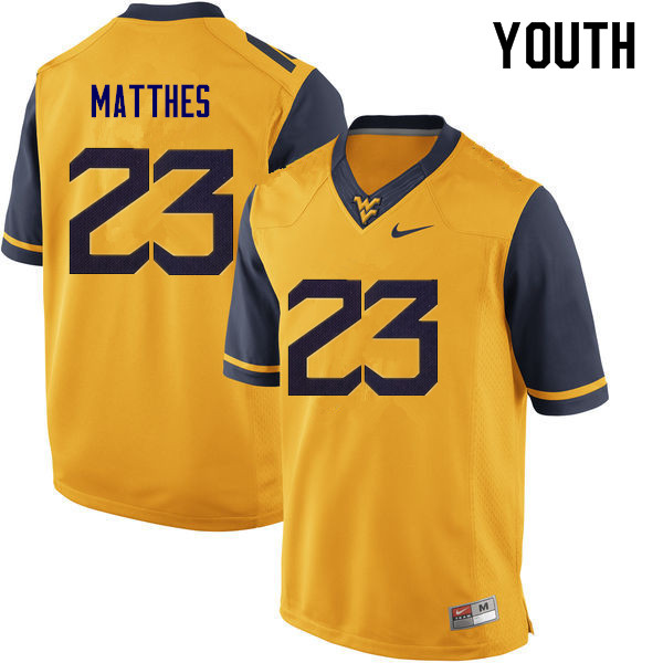 NCAA Youth Evan Matthes West Virginia Mountaineers Yellow #23 Nike Stitched Football College Authentic Jersey OI23N88IT